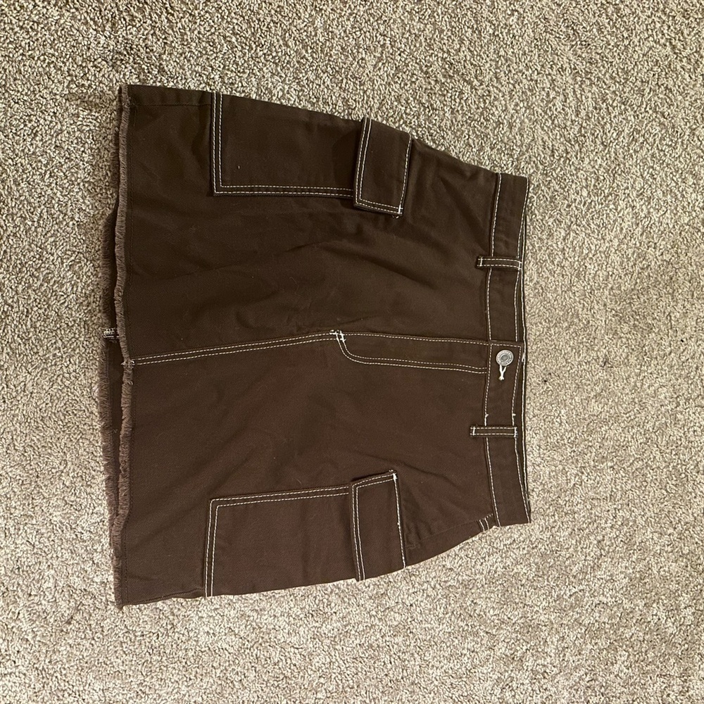 H&M Brown Skirt with White Stitching
